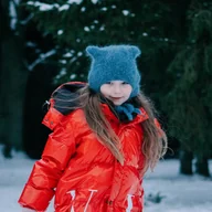 Czapki dla dzieci - Ciepła Czapka Jeans Kotek, kitty alpaka/merynos - miniaturka - grafika 1