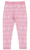 Spodnie i spodenki dla dziewczynek - Różowe getry w zimowe wzory - miniaturka - grafika 1