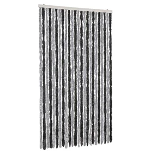 vidaXL Szenilowa zasłona muchowa szaro-czarna 100x220 cm - Zasłony - miniaturka - grafika 1