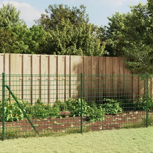 vidaXL Ogrodzenie z siatki, ze stopami słupków, zielone, 1,1x25 m - Ogrodzenia - miniaturka - grafika 1