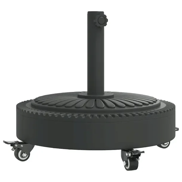 Czarna podstawa pod parasol 45 x 41 cm z kółkami, wzór w linie