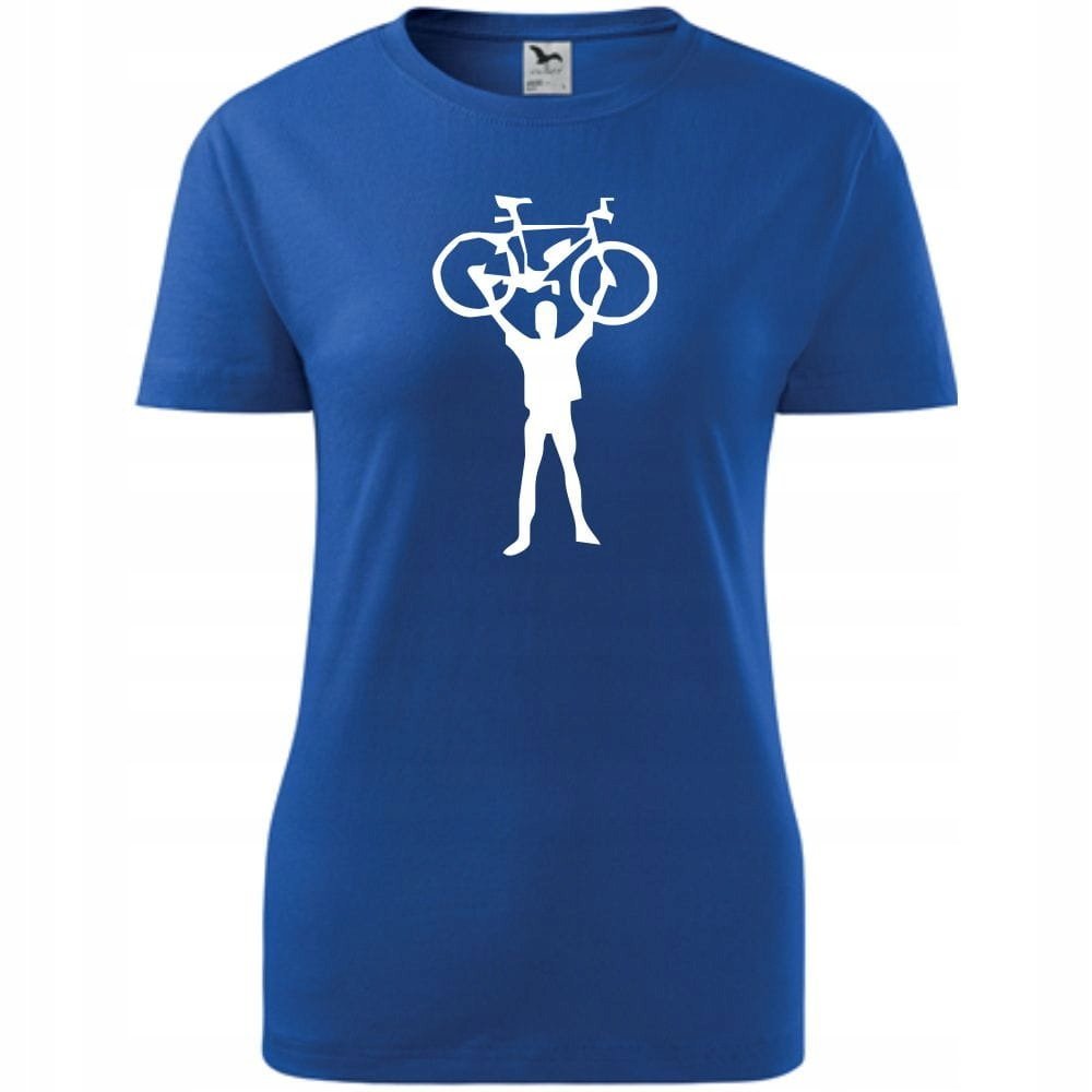 Damska Koszulka z Nadrukiem Rowerowa Rower Prezent dla Rowerzystki T-shirt niebieski S