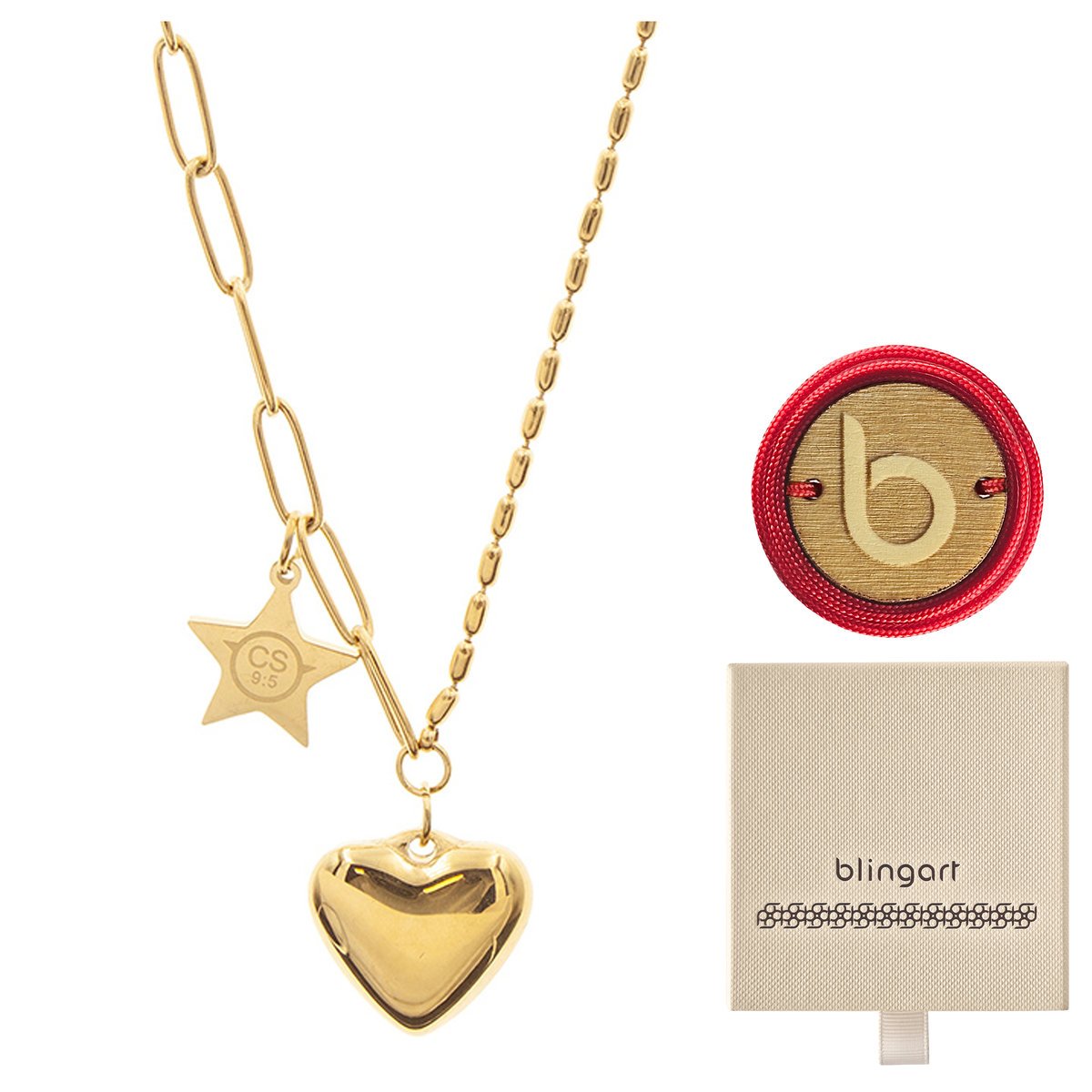 Celebrytka naszyjnik pozłacany serce gwiazdka