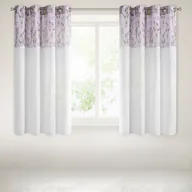 Zasłony - Eurofirany Zasłona Kiara 140x160 Biała/Fioletowa ex-zas-kiara-b+fiol-140x160-przel - miniaturka - grafika 1