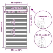 Rolety - Roleta zebra, jasnoszara, szerokość tkaniny 80,9 cm, poliester vidaXL - miniaturka - grafika 1