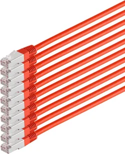 Kabel sieciowy patch S/CONN, kat. 6, S/FTP, PIMF, bezhalogenowy, VE10, czerwony, 0,25 m (75711-H0.25R-SET10) - Kable miedziane - miniaturka - grafika 1