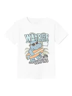 Koszulki i topy damskie - Bestseller A/S Chłopcy NMMVUX SS TOP J1 T-shirt, Bright White, 110, Bright White, 110 - miniaturka - grafika 1