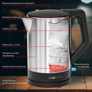 Czajnik elektryczny bezprzewodowy 1,5L Bomann WKS 3002 CB (czarny) - Czajniki elektryczne - miniaturka - grafika 6