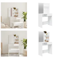 Toaletki - vidaXL Toaletka z lustrem biała 74,5x40x141 cm - Toaletka - Stolik do makijażu - Stolik kosmetyczny - Toaletka - miniaturka - grafika 1