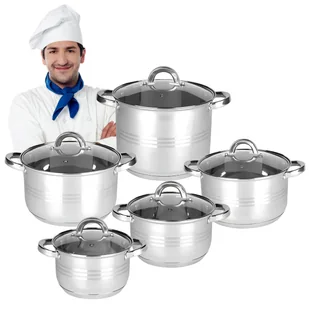 Zestaw GARNKÓW indukcja POKRYWKA STALOWE komplet GAZ Rossner Austria 10 el - Zestawy garnków i patelni Zestaw GARNKÓW indukcja POKRYWKA STALOWE komplet GAZ Rossner Austria 10 el - Zestawy garnków i patelni - miniaturka - grafika 1