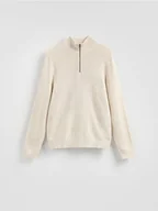 Swetry męskie - Reserved - Sweter z rozpinanym golfem - beżowy - miniaturka - grafika 1