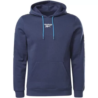 Bluzy sportowe męskie - Bluza męska Reebok Training Essentials Tape Hoodie granatowa - grafika 1