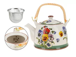 CARMANI Czajnik ceramiczny z zaparzaczem - Bratki - Czajniki na gaz - miniaturka - grafika 1