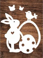 Zabawki kreatywne - Wielkanocny zajączek z motylkami- wycinanka z kartonu - miniaturka - grafika 1