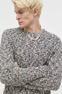 Swetry męskie - Solid sweter bawełniany kolor czarny - grafika 1