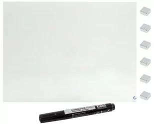 Tablica magnetyczna suchościeralna szklana ozdobna BIAŁA SUPERWHITE 60x40 cm + magnesy i marker - Tablice i flipcharty - miniaturka - grafika 1