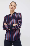 Koszule damskie - Tommy Hilfiger koszula damska kolor granatowy regular z kołnierzykiem klasycznym - miniaturka - grafika 1