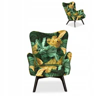 Fotele - Fotel uszak skandynawski Luna Print Monstera - miniaturka - grafika 1