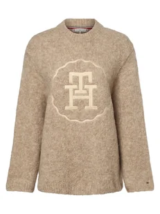 Tommy Hilfiger Sweter damski z dodatkiem alpaki Kobiety beżowy jednolity, M/L - Swetry damskie - miniaturka - grafika 1