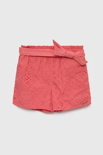 Spodnie i spodenki dla dziewczynek - Guess szorty bawełniane dziecięce kolor różowy gładkie - grafika 1