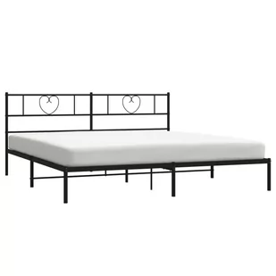 Metalowa rama łóżka z wezgłowiem, czarna, 200x200 cm Lumarko! - Łóżka - miniaturka - grafika 2