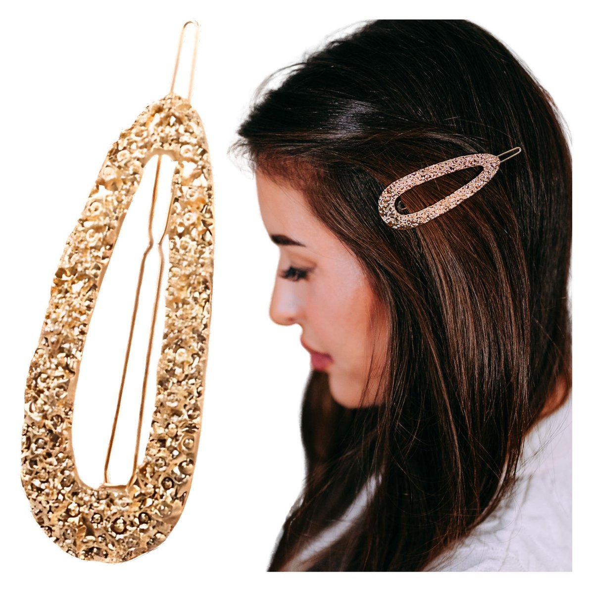 Spinka do Włosów Złota Duża Błyszcząca Metalowa Wsuwka Lekka i Efektowna