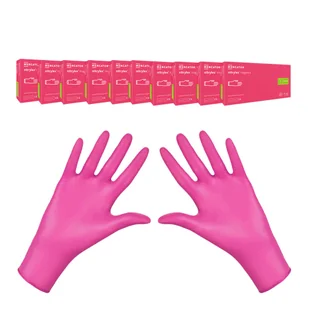 Rękawiczki nitrylowe S różowe Mercator Nitrylex Magenta 100sztuk karton 10op - Rękawiczki jednorazowe - miniaturka - grafika 1
