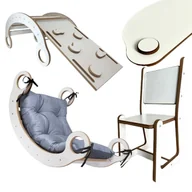 Skoczki dla dzieci - Zestaw BUJAK MONTESSORI Poduszka Grafit +Ścianka + Krzesło Blat Zjeżdżalnia CE - miniaturka - grafika 1