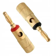 Inne akcesoria audio-wideo - 2X WTYK BANAN BANANOWY MAŁY ZŁOTY SKRĘCANY CZARNY CZERWONY ZESTAW - miniaturka - grafika 1