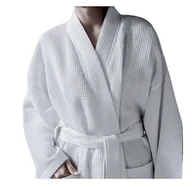 Szlafroki damskie - Szlafrok bawełniany hotelowy biały Wafel XL - miniaturka - grafika 1