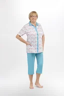 Piżamy damskie - M elegancka piżama damska rozpinana z krótkim rękawem - miniaturka - grafika 1