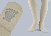 Rajstopy - Rajstopy dziecięce thermo z ociepliną beż melanż roz.116/122 - miniaturka - grafika 1