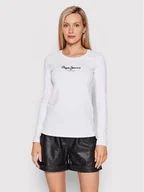 Bluzki damskie - Pepe Jeans Bluzka New Virginia PL505203 Biały Slim Fit - miniaturka - grafika 1