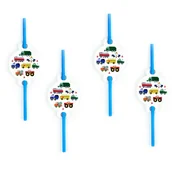 Słomki do napojów - Słomki papierowe niebieskie w auta 8 szt - miniaturka - grafika 1