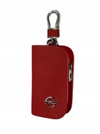 Etui na klucze - SKÓRZANE ETUI na klucze OPEL logo KLUCZYK samochodowy ELEGANCKI czerwony - miniaturka - grafika 1