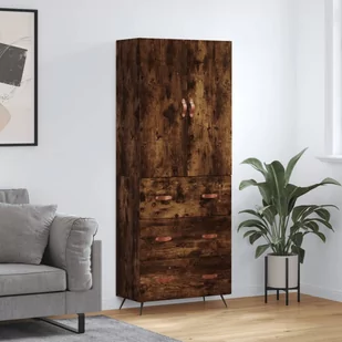 vidaXL Witrynka przydymiony dąb 69,5x34x180 cm materiał drewnopochodny - Witryny - miniaturka - grafika 1