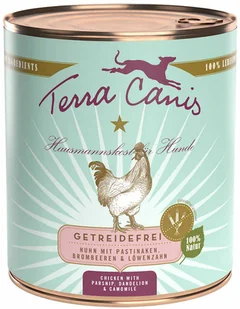 Terra Canis bez zbóż, 6 x 800 g - Kurczak z pasternakiem, mniszkiem i jeżynami - Mokra karma dla psów - miniaturka - grafika 1