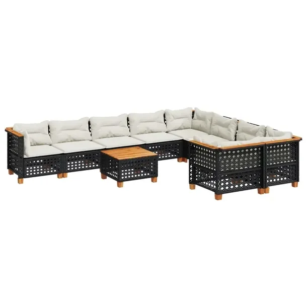 Zestaw mebli ogrodowych modułowych czarny rattan PE, 63,5 x 63,5 x 62 cm