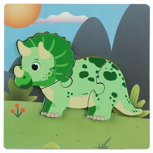 Układanka drewniana DINOZAUR dla dzieci puzzle EDUKACYJNA 3 elementy - Puzzle - miniaturka - grafika 1