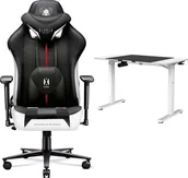 Fotele gamingowe - Fotel Diablo Chairs X-PLAYER 2.0 Normal Size Czarno-biały + EGON 1100 Białe 110 cmx60 cm - miniaturka - grafika 1