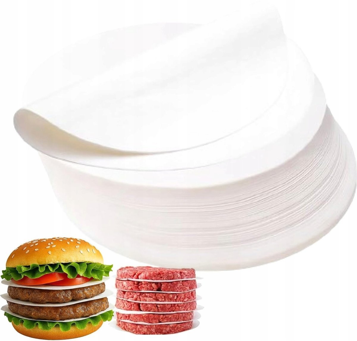PAPIER DO PIECZENIA KRĄŻKI OKRĄGŁE 115 CM 1000 SZTUK MIĘSO BURGER