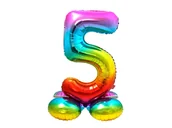 Balony i akcesoria - Balon foliowy stojący cyfra 5 tęczowa - 81 cm - miniaturka - grafika 1