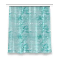 Zasłony - Zasłona gotowa wzór 150x160 cm Geometryczny turkus, Fabricsy - miniaturka - grafika 1