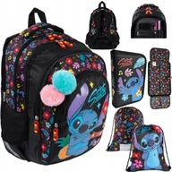 Plecaki worki - Plecak szkolny 4-kom Piórnik+ Worek Stitch Black Aloha dziewczynki BPL58 - miniaturka - grafika 1