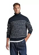 Swetry damskie - G-STAR RAW Damski sweter z dzianiny unisex żakardowy w paski, Wielokolorowy (Salute/Milk Stripe D22124-8403-d517), XL - miniaturka - grafika 1