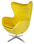 Fotele - King Home Fotel Egg Szeroki Velvet Salon/Biuro/Pracownia Nowoczesny/Minimalistyczny Żółty 20 - miniaturka - grafika 1