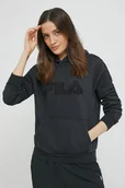 Bluzy damskie - Fila bluza damska kolor czarny z kapturem gładka - miniaturka - grafika 1
