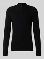 Swetry męskie - Sweter z dzianiny o kroju slim fit z kołnierzem zapinanym - miniaturka - grafika 1