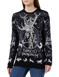 HARRY POTTER "Expecto Patronum" WOHAPOMPU088 Damski sweter sportowy, czarny, rozmiar XL, czarny, XL - Swetry damskie - miniaturka - grafika 1