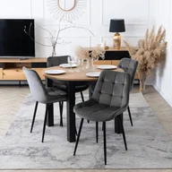 Krzesła - Krzesło Tapicerowane do Jadalni CHRIS Szare Welurowe Nowoczesne Loft - miniaturka - grafika 1